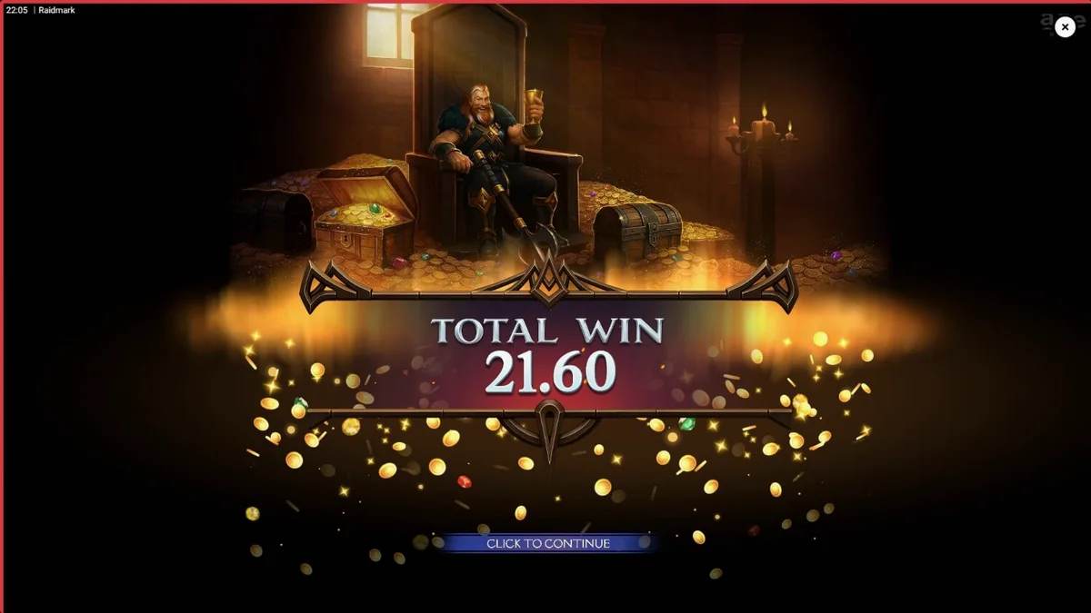 Tampilan visual slot Raidmark dengan tema Viking dan simbol-simbol perang.